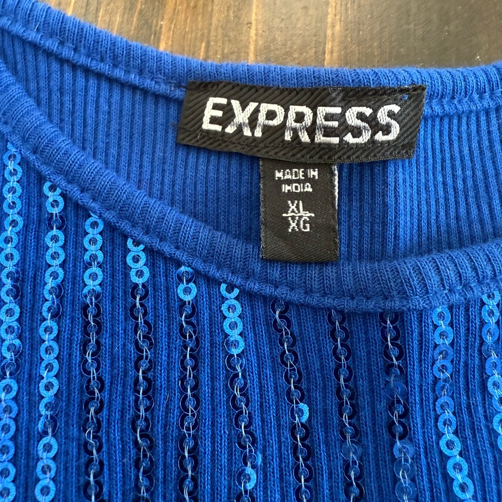 Express Royal Blue Sequin Knit Top
